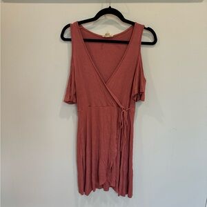 Wrap cold shoulder dress